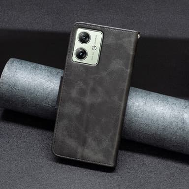 SKALO Motorola Moto G54 5G Flip Cover m. pung i PU-læder - Sort