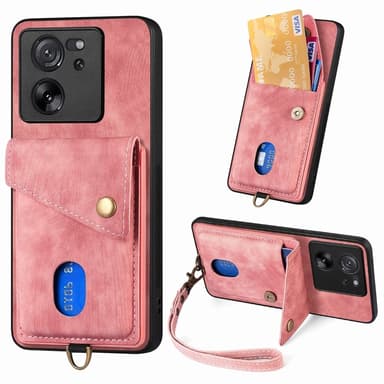 SKALO Xiaomi 13T/13T Pro PU-læder Cover med Pung - Pink