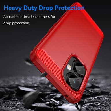 SKALO OnePlus Nord CE 3 Lite 5G Armor Carbon Stødsikker TPU-cover - Rød
