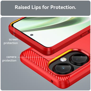 SKALO OnePlus Nord CE 3 Lite 5G Armor Carbon Stødsikker TPU-cover - Rød