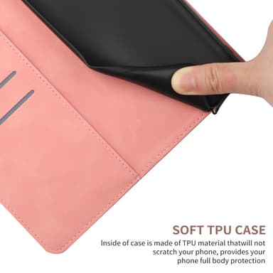 SKALO Motorola Moto E14 4G PU læderpung med prægning - Pink