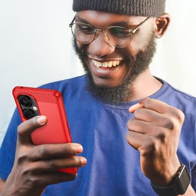 SKALO OnePlus Nord CE 3 Lite 5G Armor Carbon Stødsikker TPU-cover - Rød