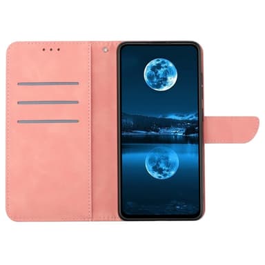 SKALO Motorola Moto E14 4G PU læderpung med prægning - Pink
