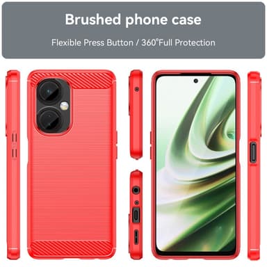 SKALO OnePlus Nord CE 3 Lite 5G Armor Carbon Stødsikker TPU-cover - Rød