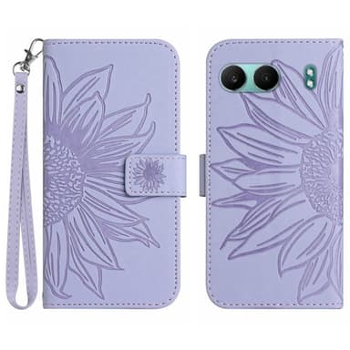 SKALO OnePlus Nord 4 Flower PU læderpung med prægning - Lilla