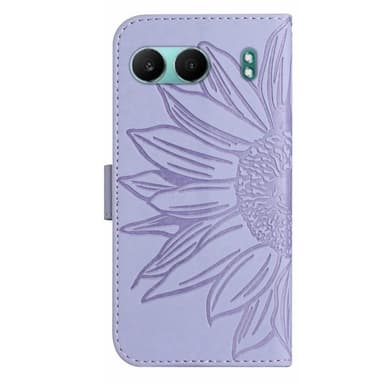 SKALO OnePlus Nord 4 Flower PU læderpung med prægning - Lilla