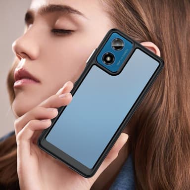 SKALO Motorola Moto E14 4G Stødsikker Clear Hybrid Cover - Sort