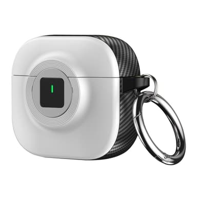 SKALO AirPods 4 Kameradesign i Kulfiber Cover - Hvid