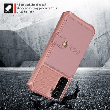 SKALO Samsung S22 Stødsikker cover med pung - Pink