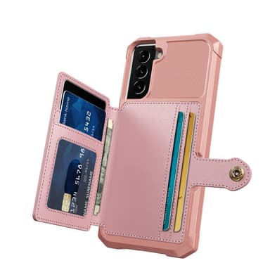 SKALO Samsung S22 Stødsikker cover med pung - Pink