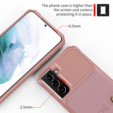 SKALO Samsung S22 Stødsikker cover med pung - Pink