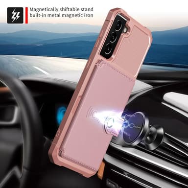 SKALO Samsung S22 Stødsikker cover med pung - Pink
