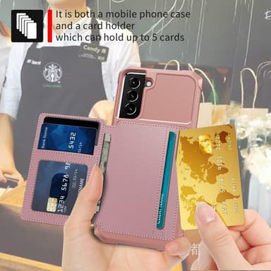 SKALO Samsung S22 Stødsikker cover med pung - Pink