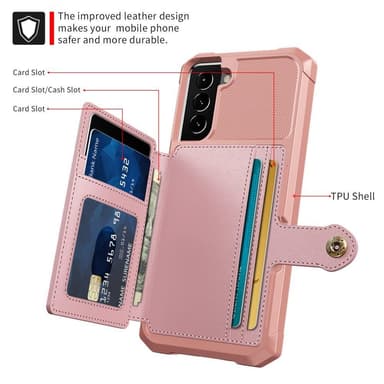 SKALO Samsung S22 Stødsikker cover med pung - Pink