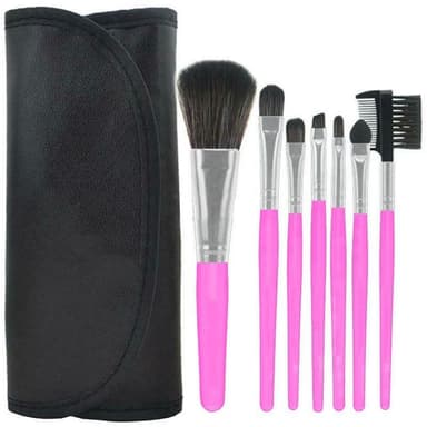 Professionelle skånsomme makeupbørster, 7-pakke, rosa