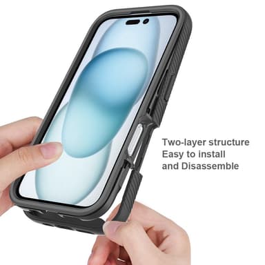 Etui Cover til iPhone 16 PC+TPU Gennemsigtigt telefoncover med PET-skærmfilm