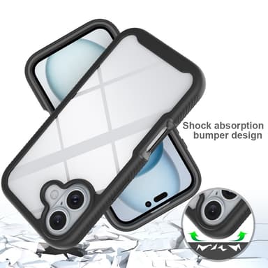 Etui Cover til iPhone 16 PC+TPU Gennemsigtigt telefoncover med PET-skærmfilm