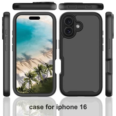 Etui Cover til iPhone 16 PC+TPU Gennemsigtigt telefoncover med PET-skærmfilm