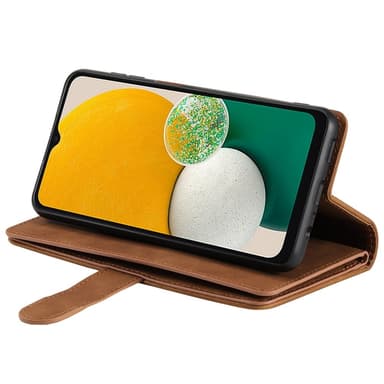Til Samsung Galaxy S24 FE Etui med Lynlåslomme og 9 Kortlommer – Brun