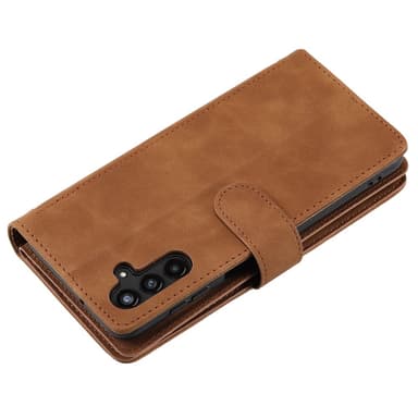Til Samsung Galaxy S24 FE Etui med Lynlåslomme og 9 Kortlommer – Brun