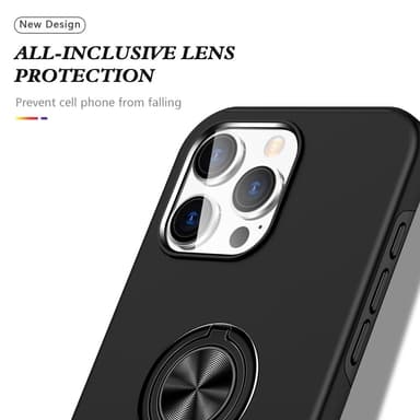 Til iPhone 16 Pro Max Fingerring Kickstand Hybrid Taske - Sort