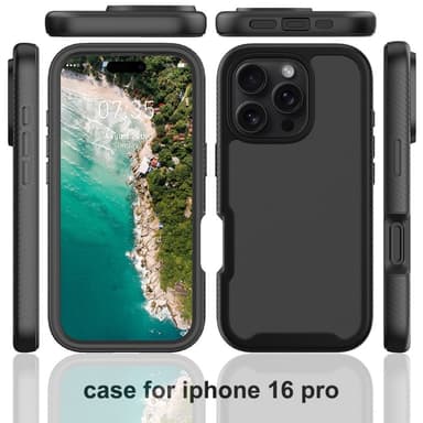 Etui Cover til iPhone 16 Pro PC+TPU Gennemsigtigt telefoncover + PET-skærmfilm