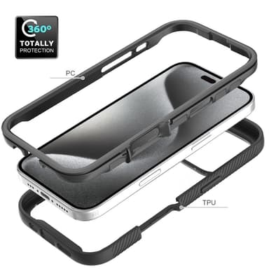 Etui Cover til iPhone 16 Pro PC+TPU Gennemsigtigt telefoncover + PET-skærmfilm