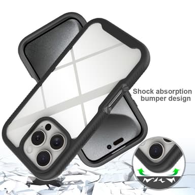 Etui Cover til iPhone 16 Pro PC+TPU Gennemsigtigt telefoncover + PET-skærmfilm