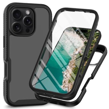 Etui Cover til iPhone 16 Pro PC+TPU Gennemsigtigt telefoncover + PET-skærmfilm