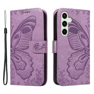 Til Samsung Galaxy S24 FE Etui Stand Tegnebog Etui Sommerfuglemønster