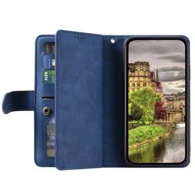 Til Xiaomi Redmi 14C Etui med Lynlåslomme og 9 Kortlommer – Blå