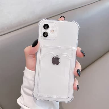 iPhone 12 cover med kortholder TPU gennemsigtig