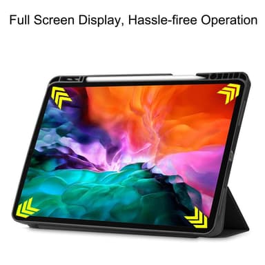 iPad 12.9"" Pro 2021 Trifoldet Stand Tabletetui Cover - Sort