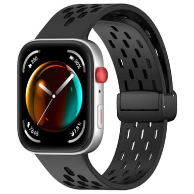 Åndbar silikonerem med magnetisk spænde til Huawei Watch Fit 3 Sort