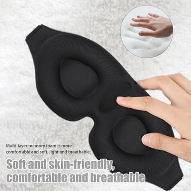 3D sovemaske med tilbehør Sort