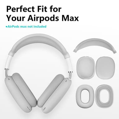 Ørepuder, beskyttende skal og hovedbøjlepude til Airpods Max hovedtelefoner Lysegrå