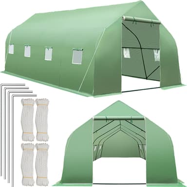 Drivhus med gitterfolie 600x300x205cm - grøn