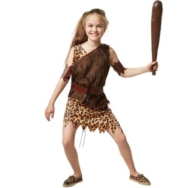 Smart stenalderpige børnekostume - 152 (11-12y)