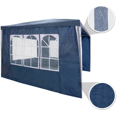 Havepavillon med 3 sider - blå