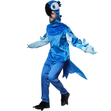 Prægtig blå papegøje kostume - L