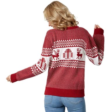 Julesweater Winterwonderland rød-hvid til kvinder - XXL