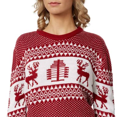 Julesweater Winterwonderland rød-hvid til kvinder - S