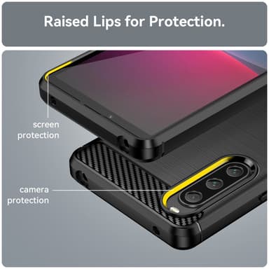SKALO Sony Xperia 10 V Armor Carbon Stødsikker TPU-cover - Sort