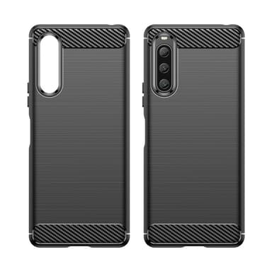 SKALO Sony Xperia 10 V Armor Carbon Stødsikker TPU-cover - Sort