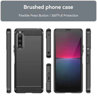 SKALO Sony Xperia 10 V Armor Carbon Stødsikker TPU-cover - Sort