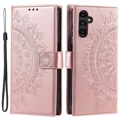 SKALO Samsung A55 5G Mandala Flip Cover - Rosa guld