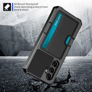 SKALO Samsung A55 5G Stødsikker cover med pung - Sort
