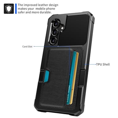 SKALO Samsung A55 5G Stødsikker cover med pung - Sort