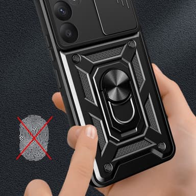 SKALO Samsung A35 5G Armor Hybrid Metal Ring Camera Slider - Rød