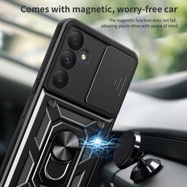 SKALO Samsung A35 5G Armor Hybrid Metal Ring Camera Slider - Rød